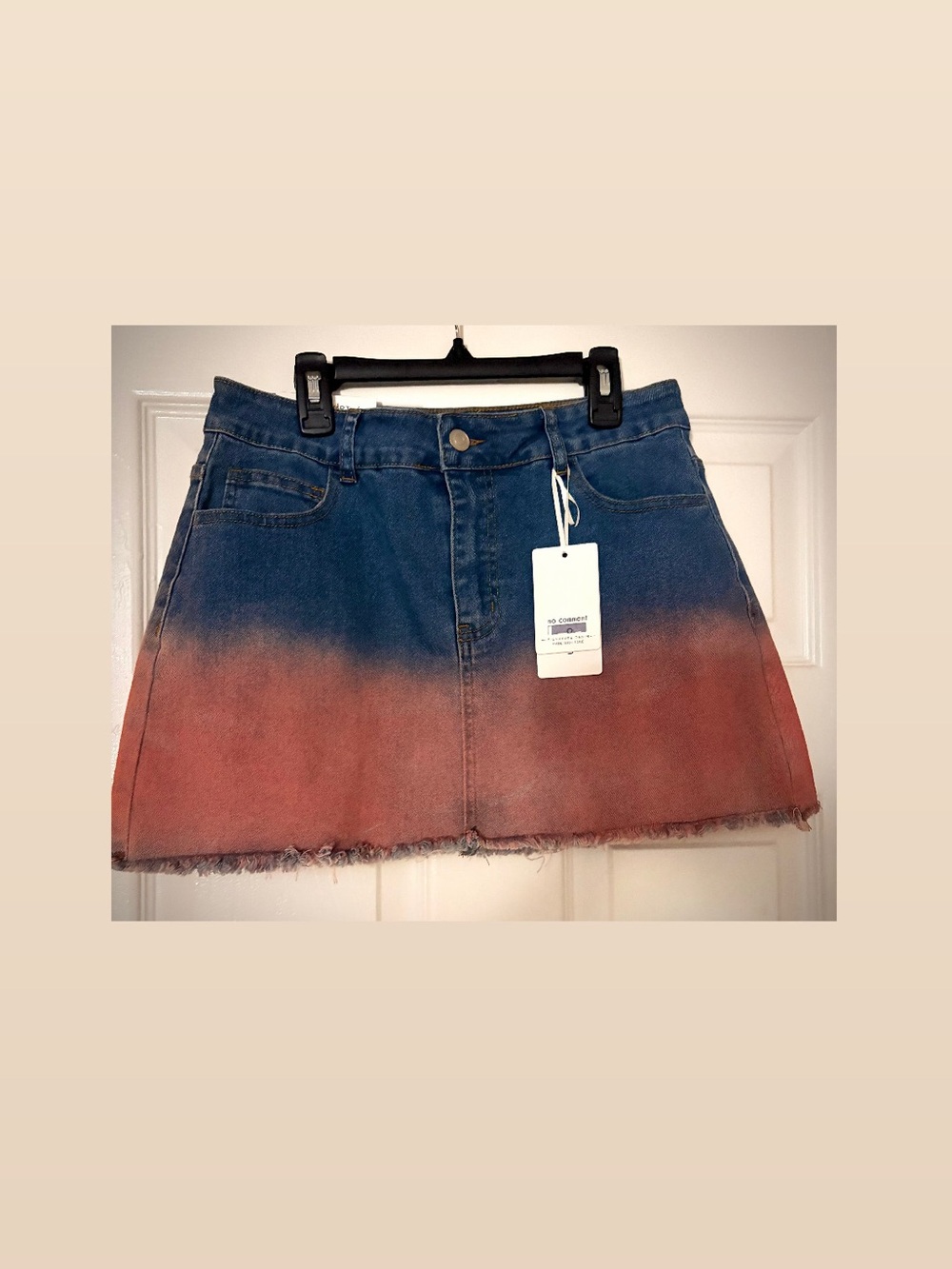 Ombre Denim Mini Skirt in Blue and Rust
